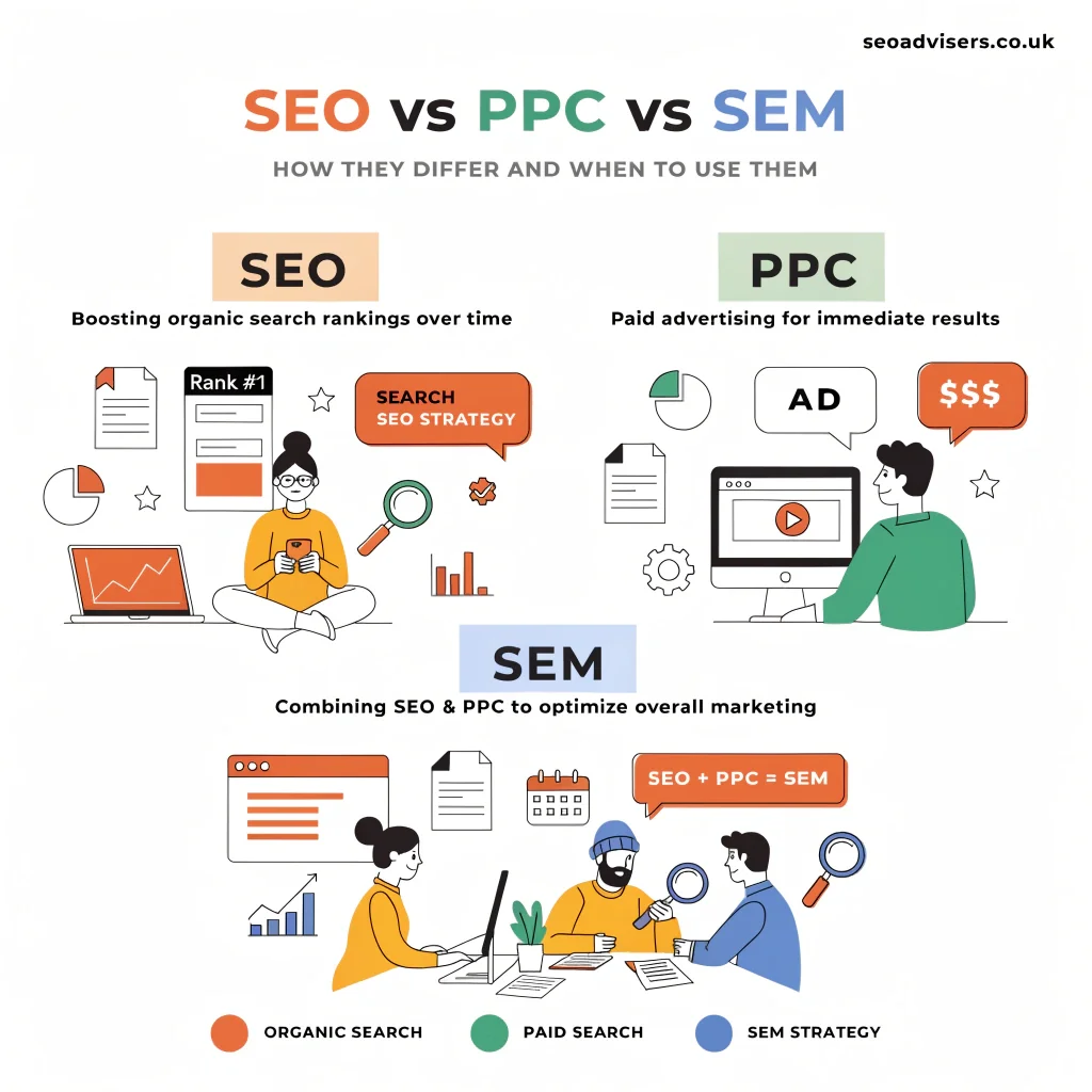 SEO vs PPC vs SEM Comparison